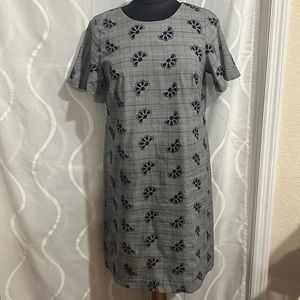 Ann Taylor Short Sleeve Black & White Plaid With Eyelet Design Dress, Si…